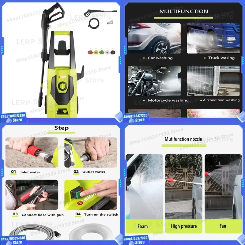 High Pressure Portable Washer Low Noise Power Cleaning Machine Quality Manufacturer Wholesale for Home Car Use Portable Power