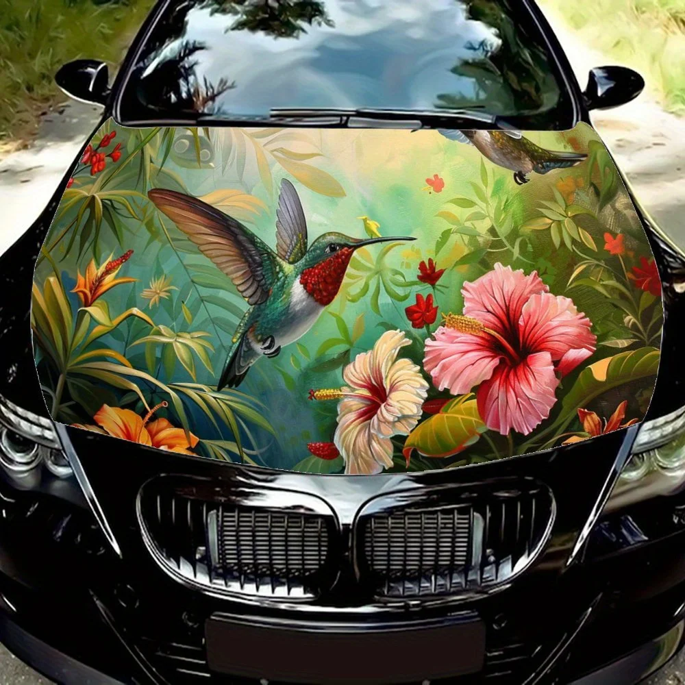 

Колибри и цветочный принт «Рахат» на капот автомобиля, цветная виниловая наклейка, графический капот грузовика, автоаксессуары, декор, наклейка, подарок