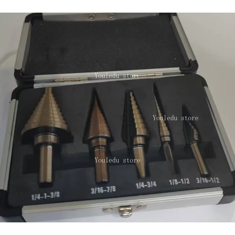 

5 шт., императорская жареная желтая пагода, алмазная алюминиевая коробка, треугольная ручка, развертка с прямым прорезом, ступенчатая дрель, ступенчатая дрель