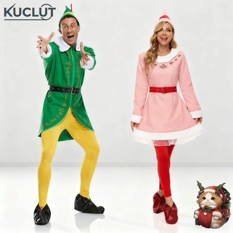 Disfraz de elfo para hombre y mujer, película Eif Jovi, vestido de elfo para hombre, disfraz de amigo de película de elfo rosa, Cosplay de Navidad, disfraces de Cosplay para adultos