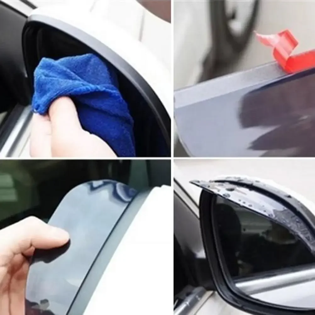 2pcs/Set Universal Flexible PVC Rearview Mirror Rain Shade  Car Back Mirror Eyebrow Rain Cover Car Acc Rainproof Blades