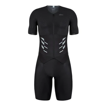 Summer ROKA Triathlon Suit Men's One Piece Bodysuit Short Sleeve Cycling Tights Skinsuit Ropa Ciclismo High Quality Cycling Kit