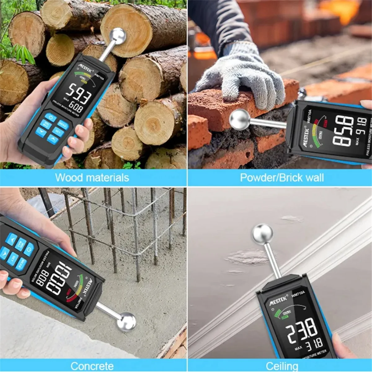 MESTEK Digital Wood Moisture Meter Wood Moisture Detector Moisture Tester Non-Contact Moisture Tester