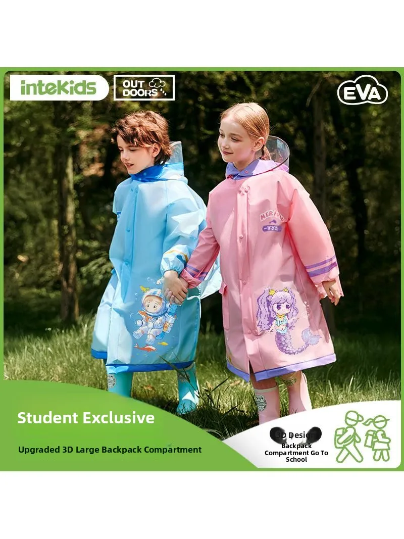 

Детский водонепроницаемый плащ-дождевик для школьной формы с защитой от дождя и ветра, с местом для рюкзака, полная защита тела для поездок в школу, новая модель 2025 года