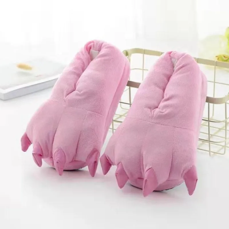 

Winter Warm Soft Indoor Floor Slippers Women Men Shoes Paw Funny Animal Christmas Pink Stitch Monster Dinosaur Claw Plush Home