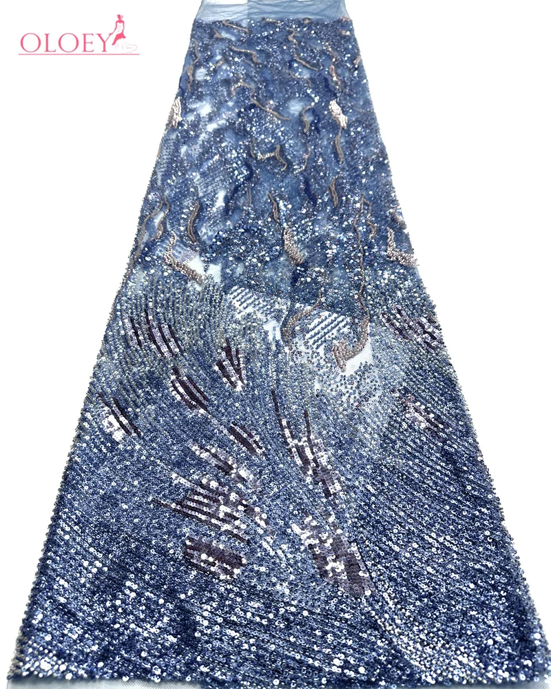 

OLOEY African Groom Heavy Beaded Lace Fabric 2026 High Quality French Nigerian Sequin Lace Fabric Bridal Party Wedding Dress Ma