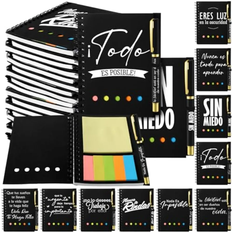 

30 наборов христианских подарков для женщин: спиральные блокноты и ручки с цитатами из Библии. Религиозные подарки на испанском языке.