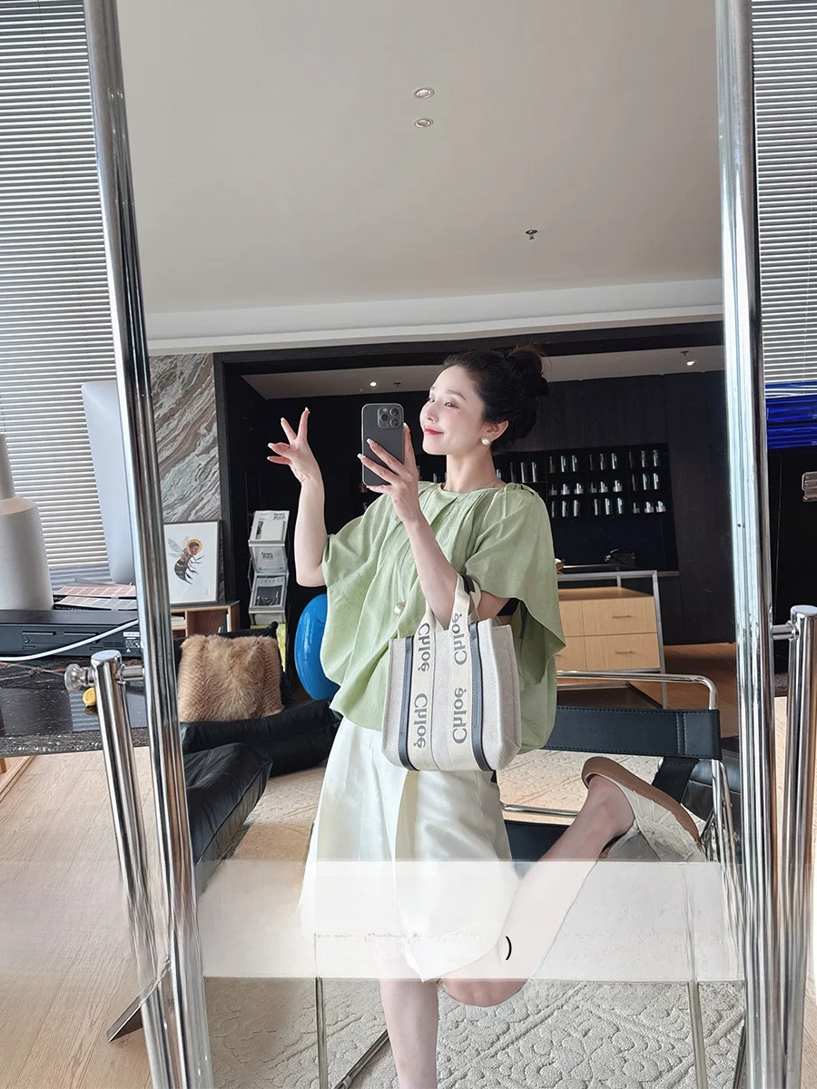 

Mandyen Silk Wool Wide Leg Pants High Waist Loose Fit White Summer New Sle Ladies Casual Pants Asymmetric Design