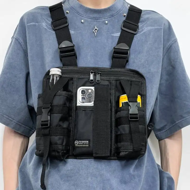 전술 낚시 가슴 가방 Molle 스포츠 여러 포켓 조끼 가방 하이킹 등산 캠핑 배낭 남자 스포츠 사냥 장비 주머니