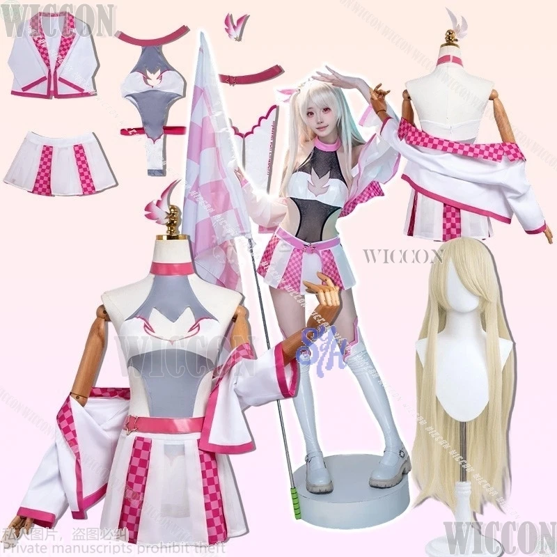 anime Fate/kaleid liner cosplay liner kawaii Racing pink sexy bikini mini dress coat sweet lovely lolita Halloween Festival Suit