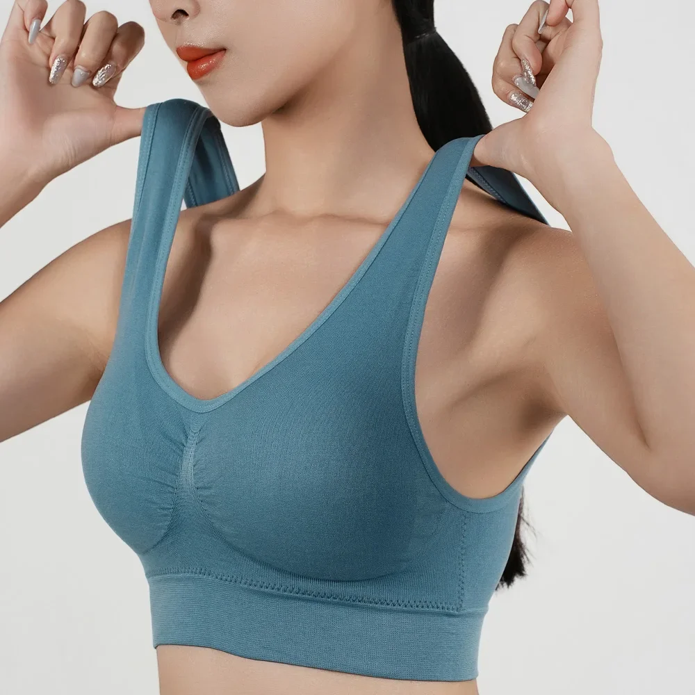 

3pcs Seamless Sports Bras for Women Shockproof Padded Breathable Yoga Vest Moisture-Wicking Double Layer Fitness Bra 45-125kg