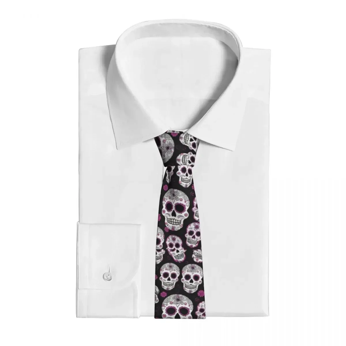 Mens Tie Classic Skinny Sugar Skulls Spoonflower Neckties Narrow Collar Slim Casual Tie Gift