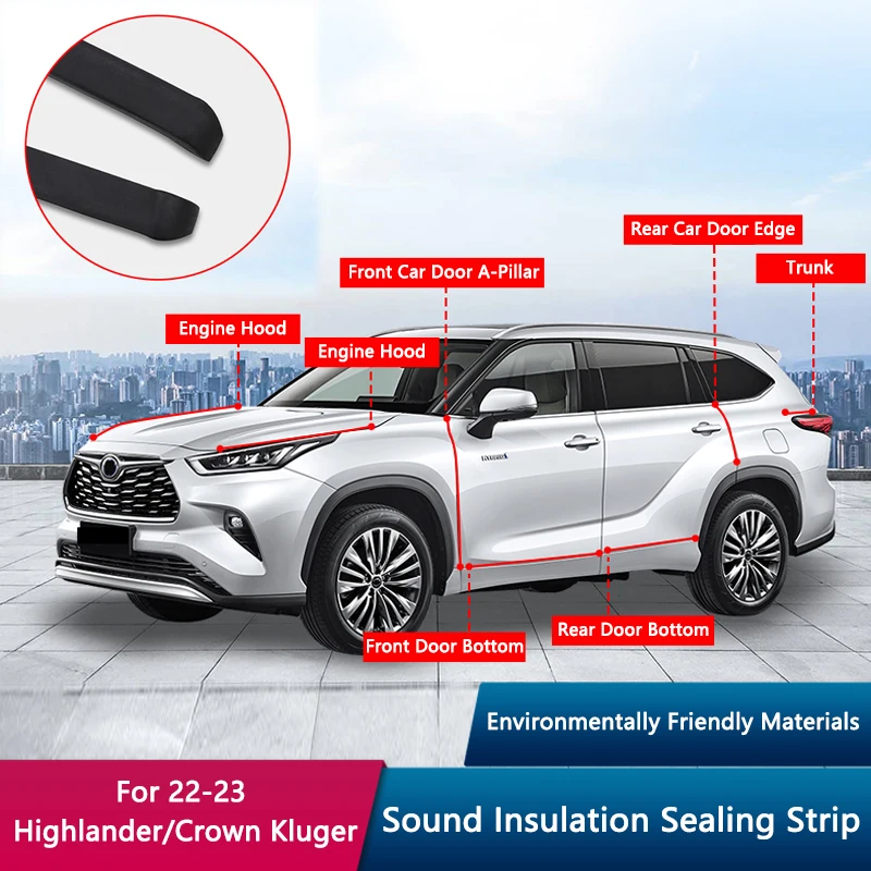 

TAJIAN Car Door Sound Insulation Sealing Strip Modification Protective Line Auto Trim For Toyota 2022-23 Highlander/Crown Kluger