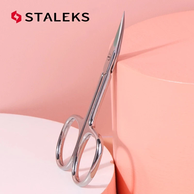 STALEKS Stainless Steel SC-11-1 Dead Skin Scissors Russian Manicure Pre-treatment Bending Eyebrow Scissors Care To Remove Barbs