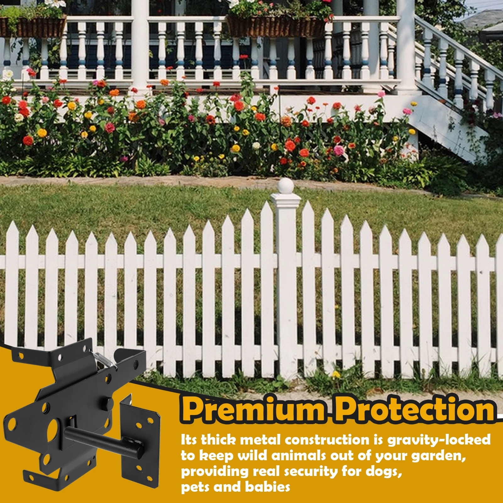 Universal Self-Locking Gate Latch Iron Rustproof Fence Gate Latch with Screws Practical Automatic Fence Latch for Yard Garden