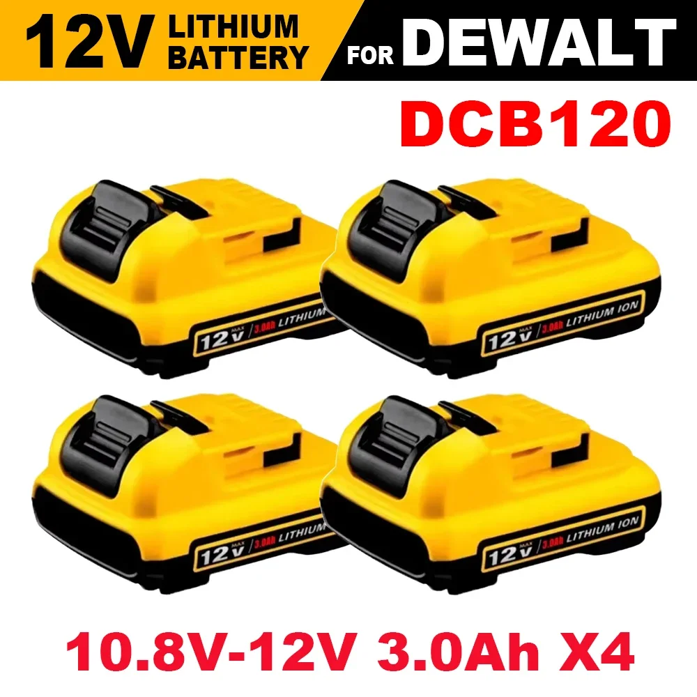 Cordless/Rechargeable for Dewalt DCB120 Lithium ion Batteries 12V 3.0Ah Battery DCB124 DW089LG DCD701F2 Power Tools/Laser Level