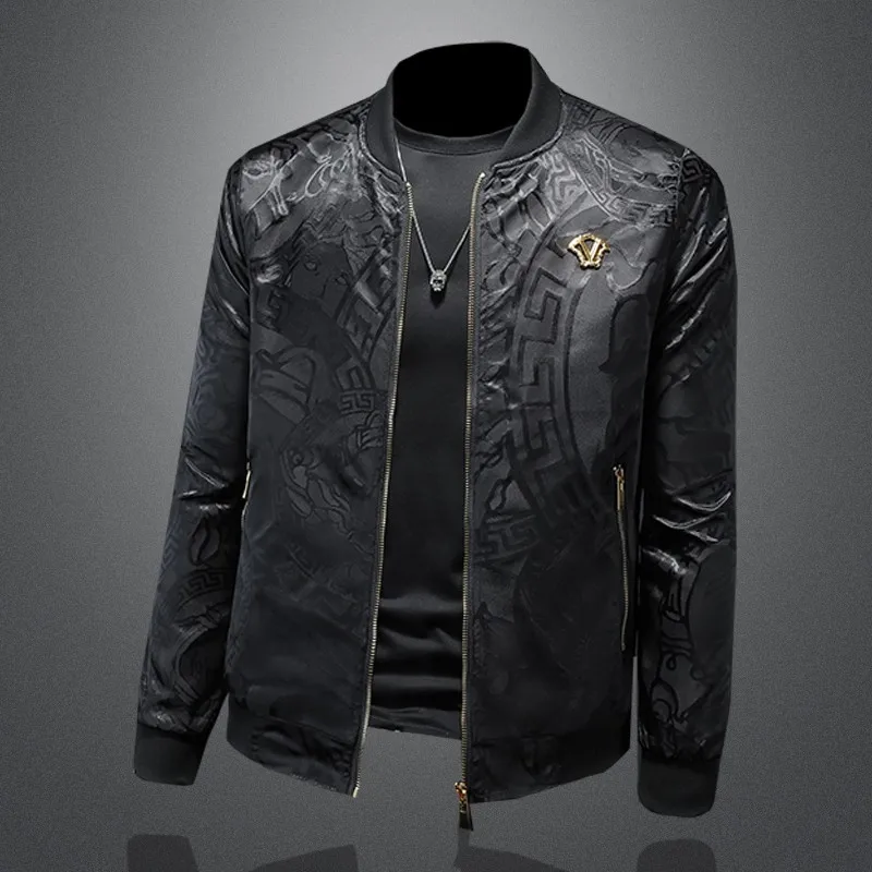 Korean style printed design slim fit jacket, high-quality luxurious and fashionable jacket, plus size men's jacket M-5XL