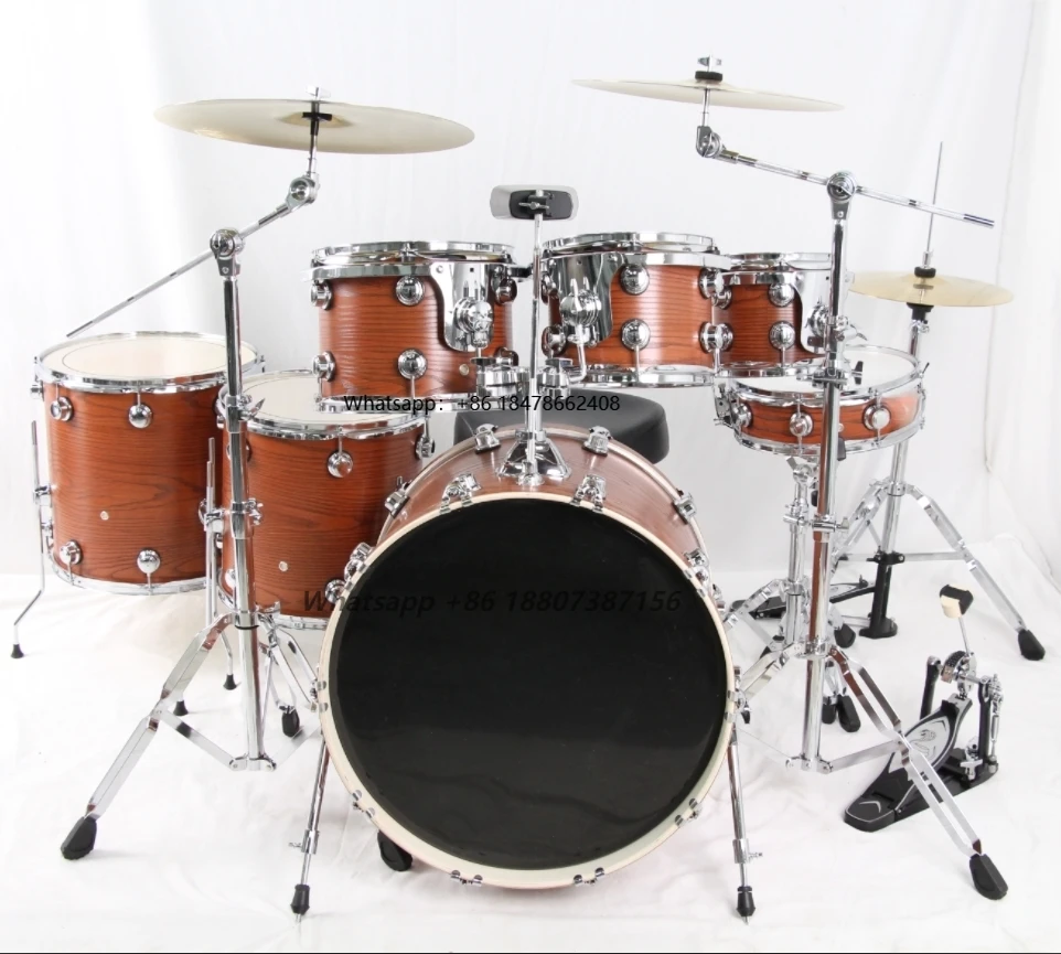Conjunto de Bateria Personalizável com 7 Tambores e 3 Pratos, Instrumento de Percussão Jazz YD0001