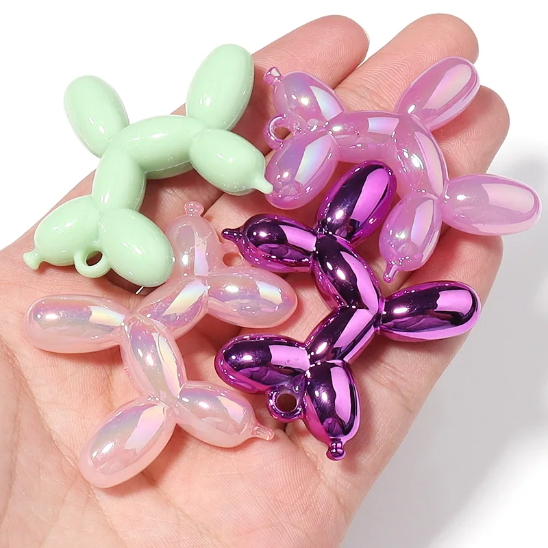 5Pcs/Lot Acrylic Balloon Dog Charms Colorful Pendant Beads for Jewelry Making DIY Necklace Bracelet KeyChains Accessories