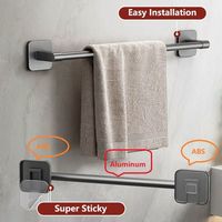Durable Aluminum Alloy Towel Holder No Drilling Self-adhesive Towel Bar Bathroom Shelves Household