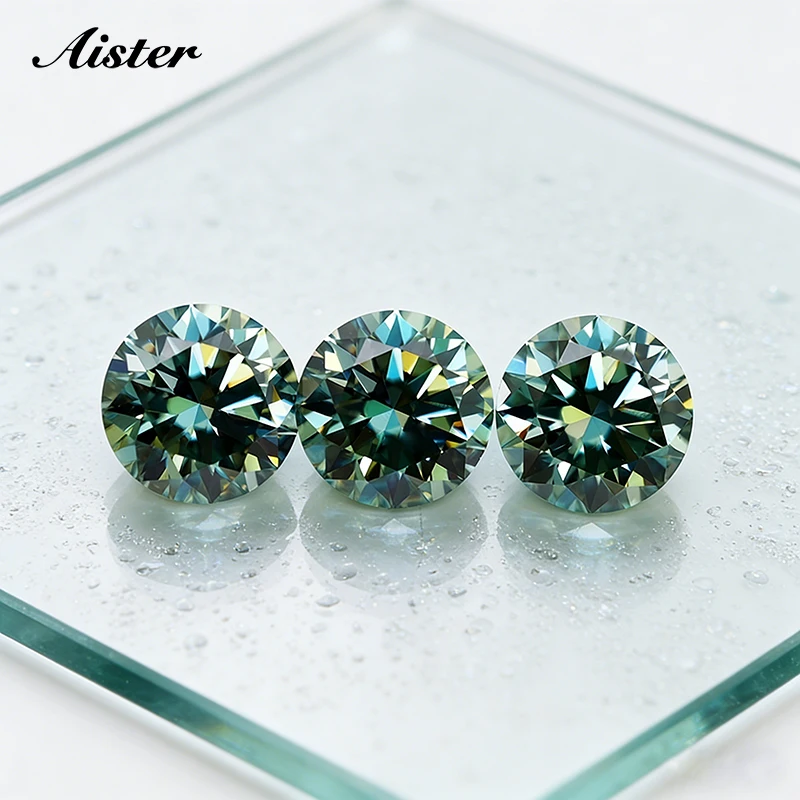 

Never Fade Peacock Blue Moissanite Loose Stones VVS1 0.5ct-3.0ct Round Cut Color Lab Diamonds Pass Diamond Test with GRA Report