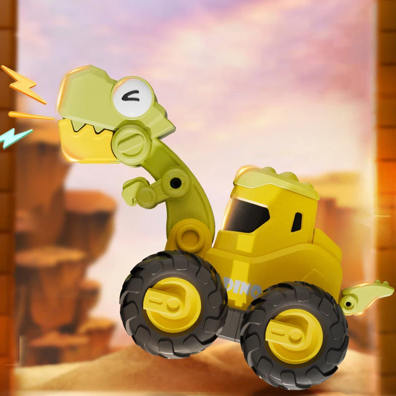 Creatieve Cartoon Dinosaurus Techniek Auto Speelgoed Grappig Persen Zal Glijden Speelgoedauto Kinderen Puzzel Speelgoed Vakantie Verjaardagscadeau