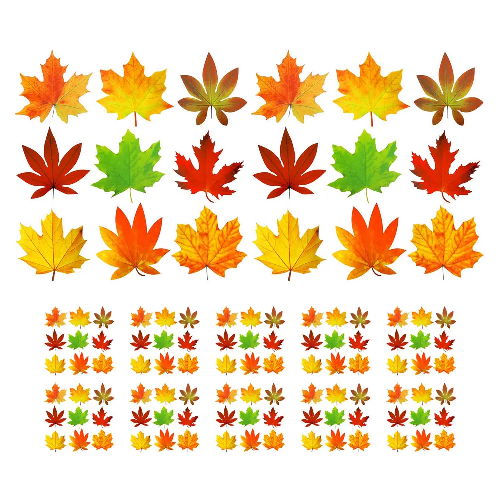 

135 шт., вырезы из кленового листа, разноцветный декор на День Благодарения, осенние украшения для классной вечеринки, доски объявлений