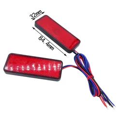 1 Paar 24LED Rechthoek Motorfiets Reflector Staart Brake Richtingaanwijzer Lamp Auto Atv Led Reflectoren Truck Side Waarschuwingslampje