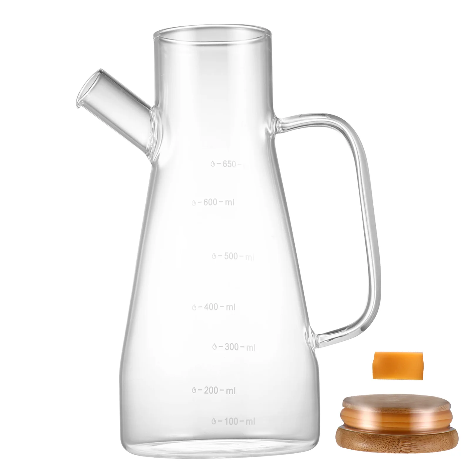 

1Pcs Glass Oil Storage Bottle Kitchen Oil Dispenser Leakproof Container with Wooden Lid Heat Resistant for Cooking