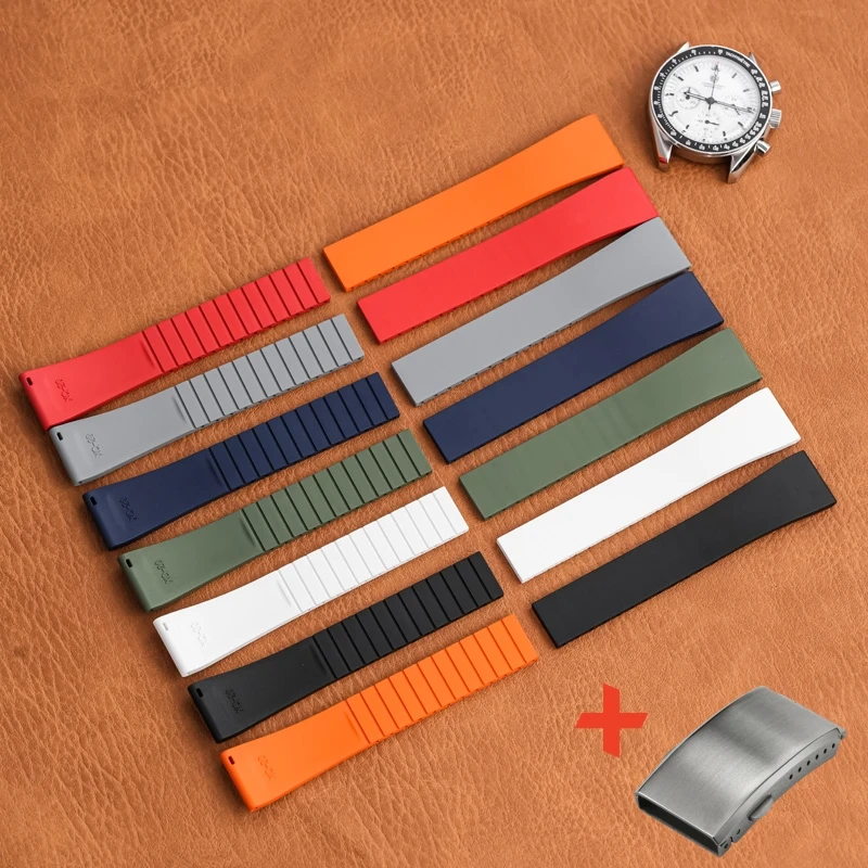 

Ремешок для часов из фторокаучука CTS FKM Ремешок 18 19 20 21 22 мм отрезанного размера Быстросъемный регулируемый универсальный браслет для мужчин и женщин