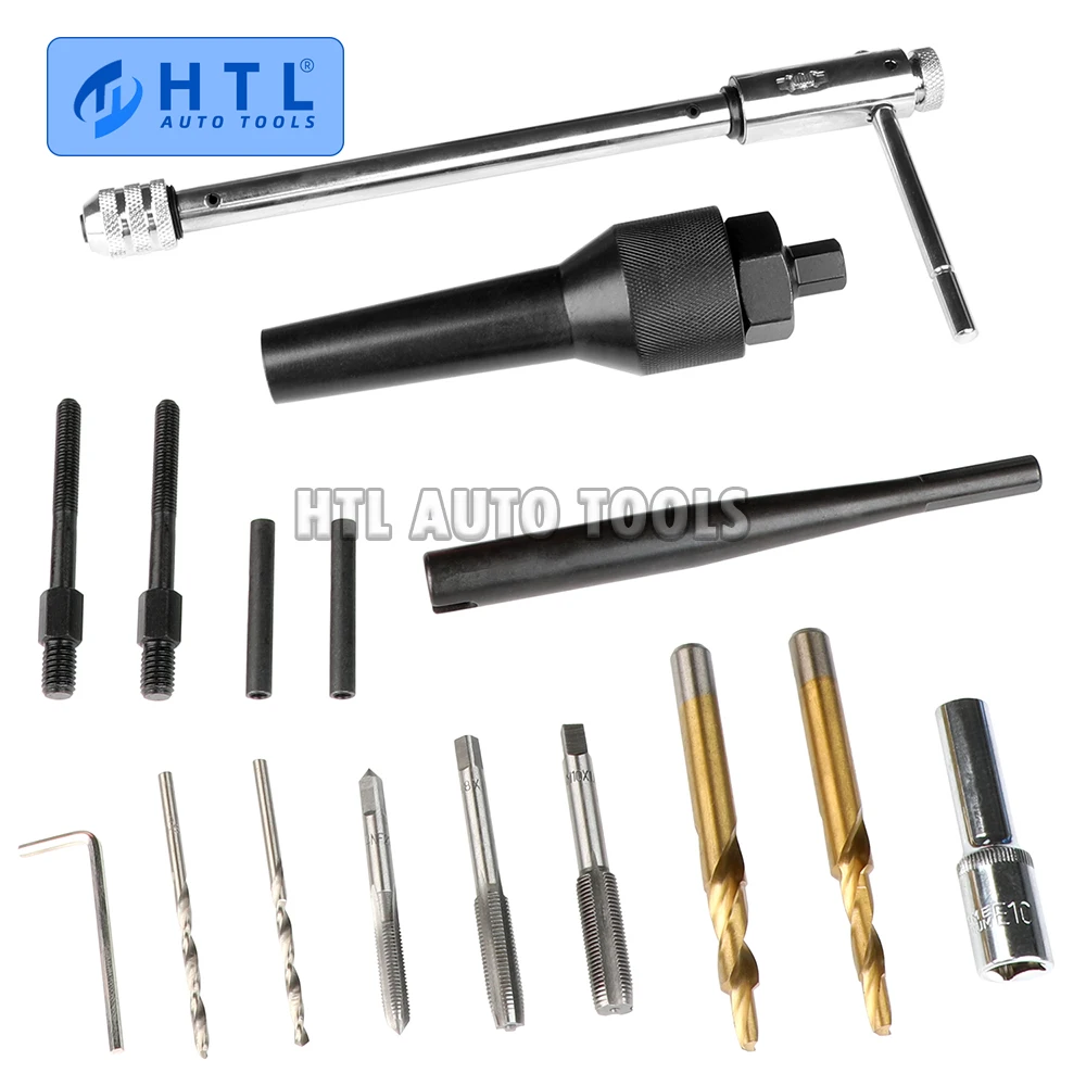 Kit de herramientas de extracción de bujías incandescentes dañadas, llave de taladro de reparación de hilo, Extractor de huecos de bujía, 8MM y 10MM