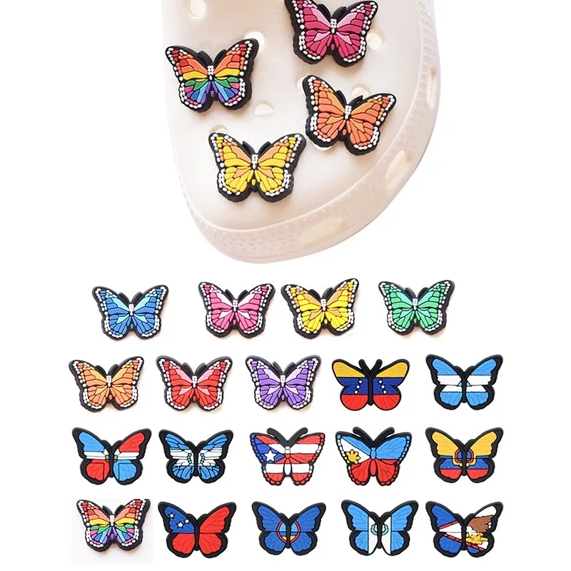 PVC Shoe Charms Cartoon Colorful Charm Butterfly Shoe Accessories Shoe Decoration for Clog Sandals X-mas Gifts  Buckl