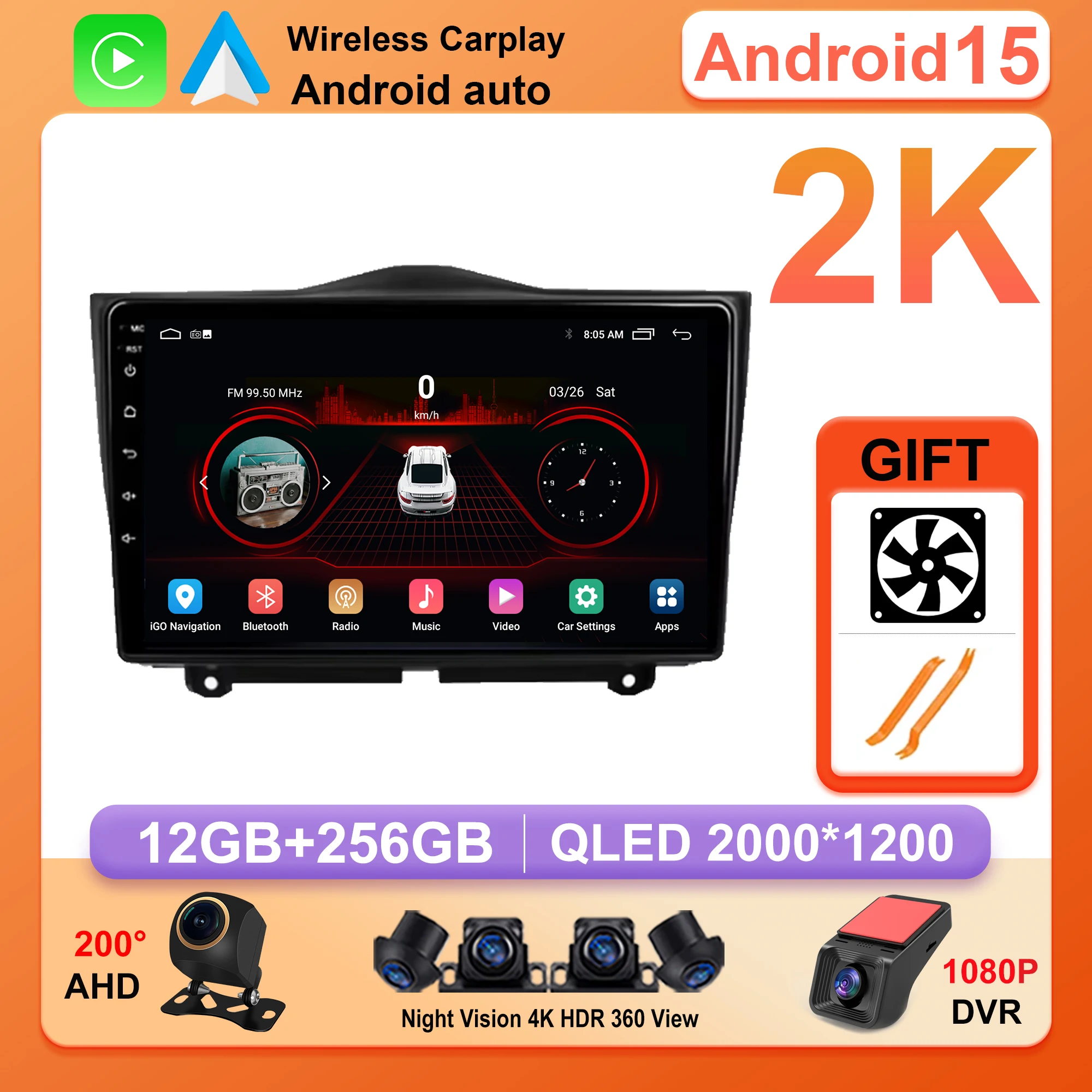 Android 15 2 din auto Radio For LADA Granta Cross 2018 - 2023 Multimedia Video Player Navigation Stereo GPS Carplay dvd Wireless