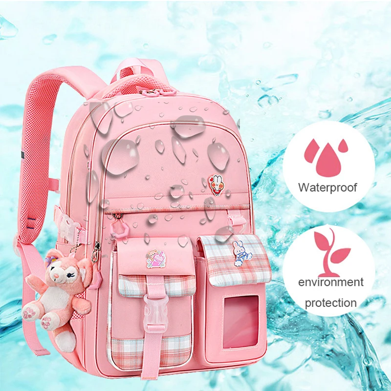 2023 Children Waterproof Schoolbag Cute Pink Primary Backpack For Girls Princess Bookbags Kids 1 Grade 9 Years Mochila Escolar