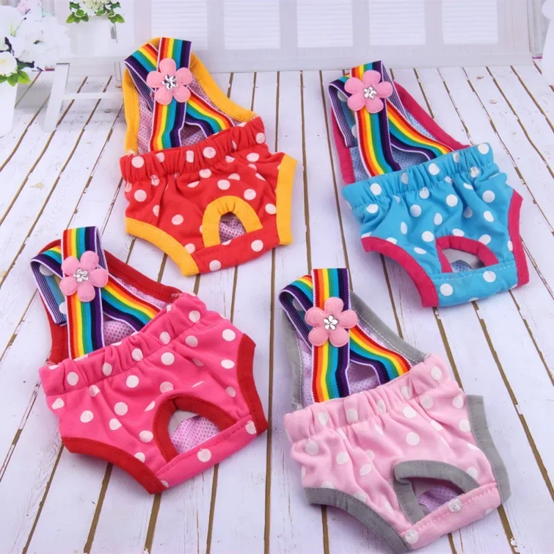 Dots Print Dog Shorts Diaper Sanitary Physiological Pants Washable Female Pet Short Panties Menstruation Underwear Briefs Puppy