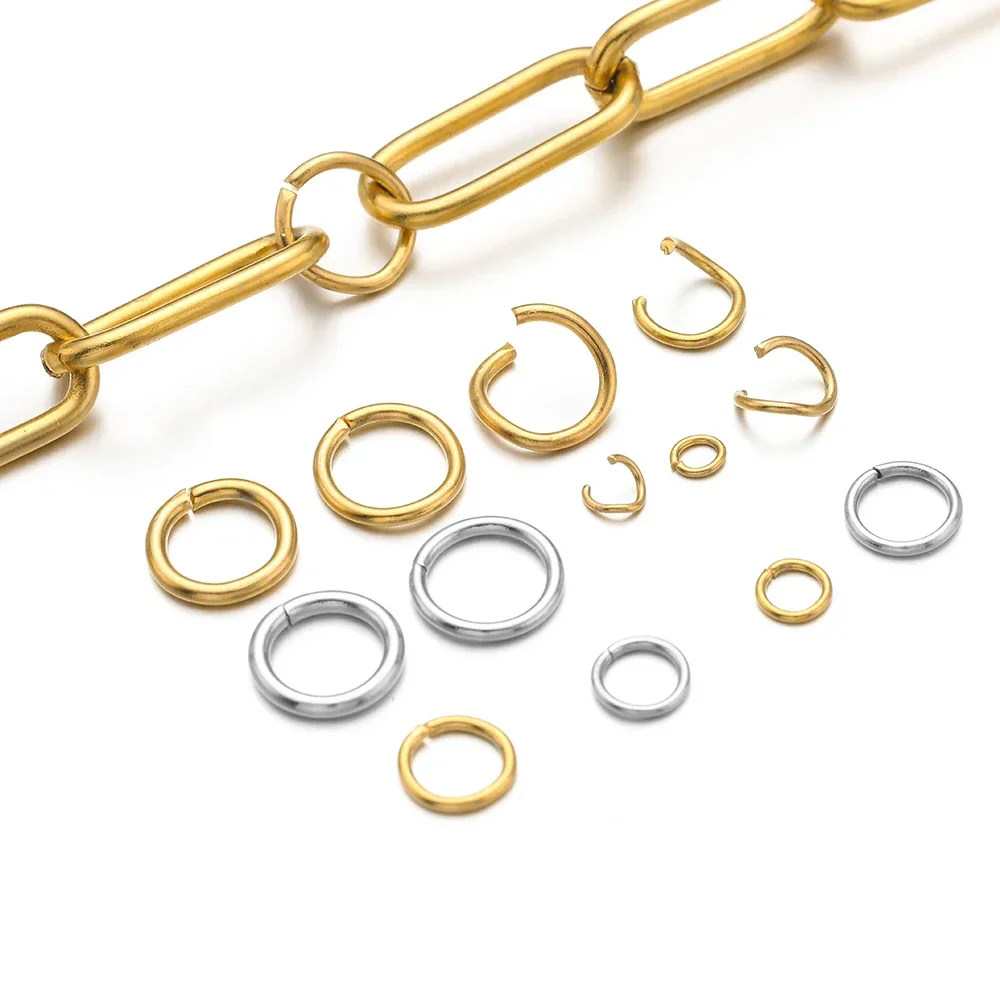 100pcs Stainless Steel Open Rings 3.5mm Vacuum Gold Plating Jump Rings Connectors DIY Jewelry Making Necklace Bracelet Supplies