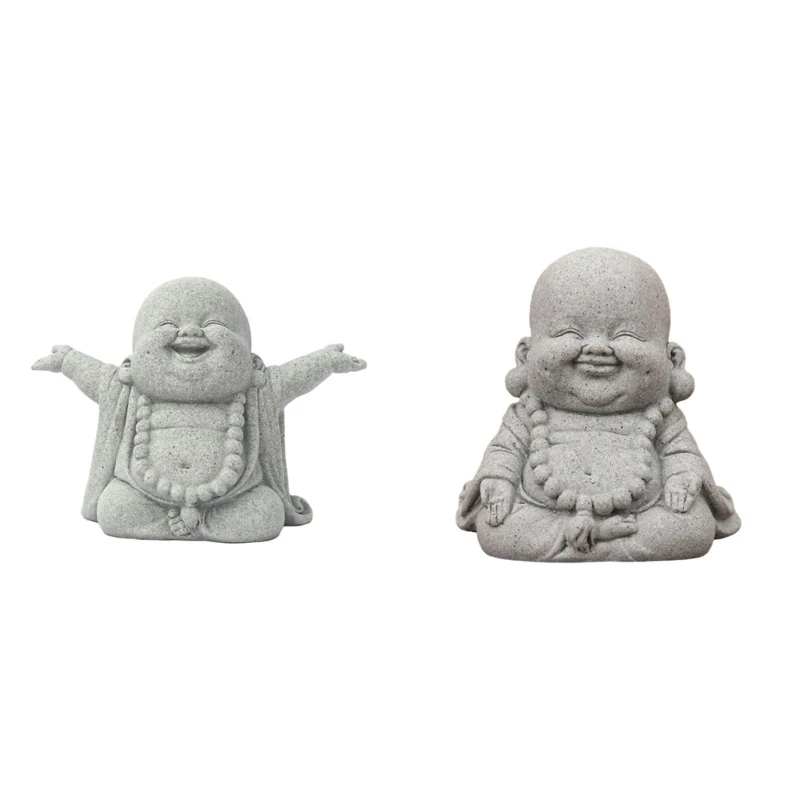 Buddhism Enthusiasts Little Monk Desk Sculpture Desktop Shelves Decorations Indoor Tradition Modern Decors Figurines