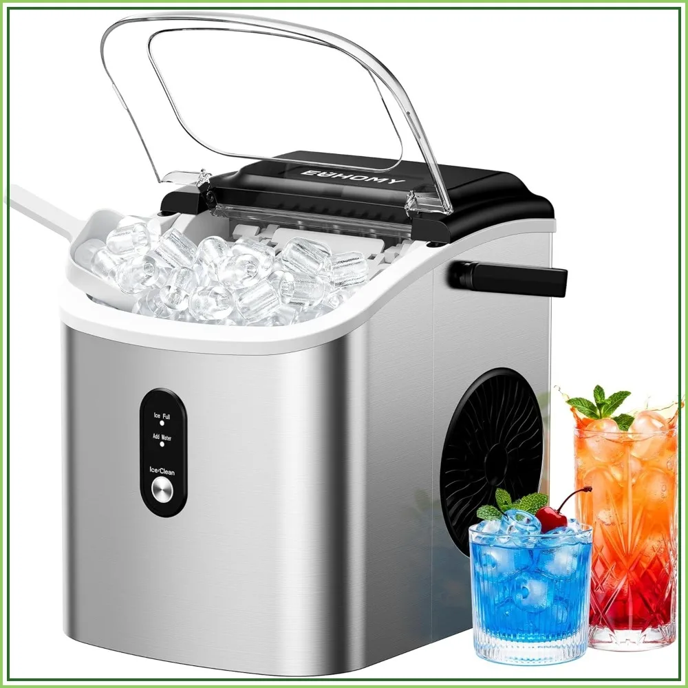 

Portable Ice Maker Countertop, 26.5lbs/24h, 9 Bullet Ice in 6 Mins, Auto-Cleaning, with Basket & Scoop, for Home Kitchen Camping RV