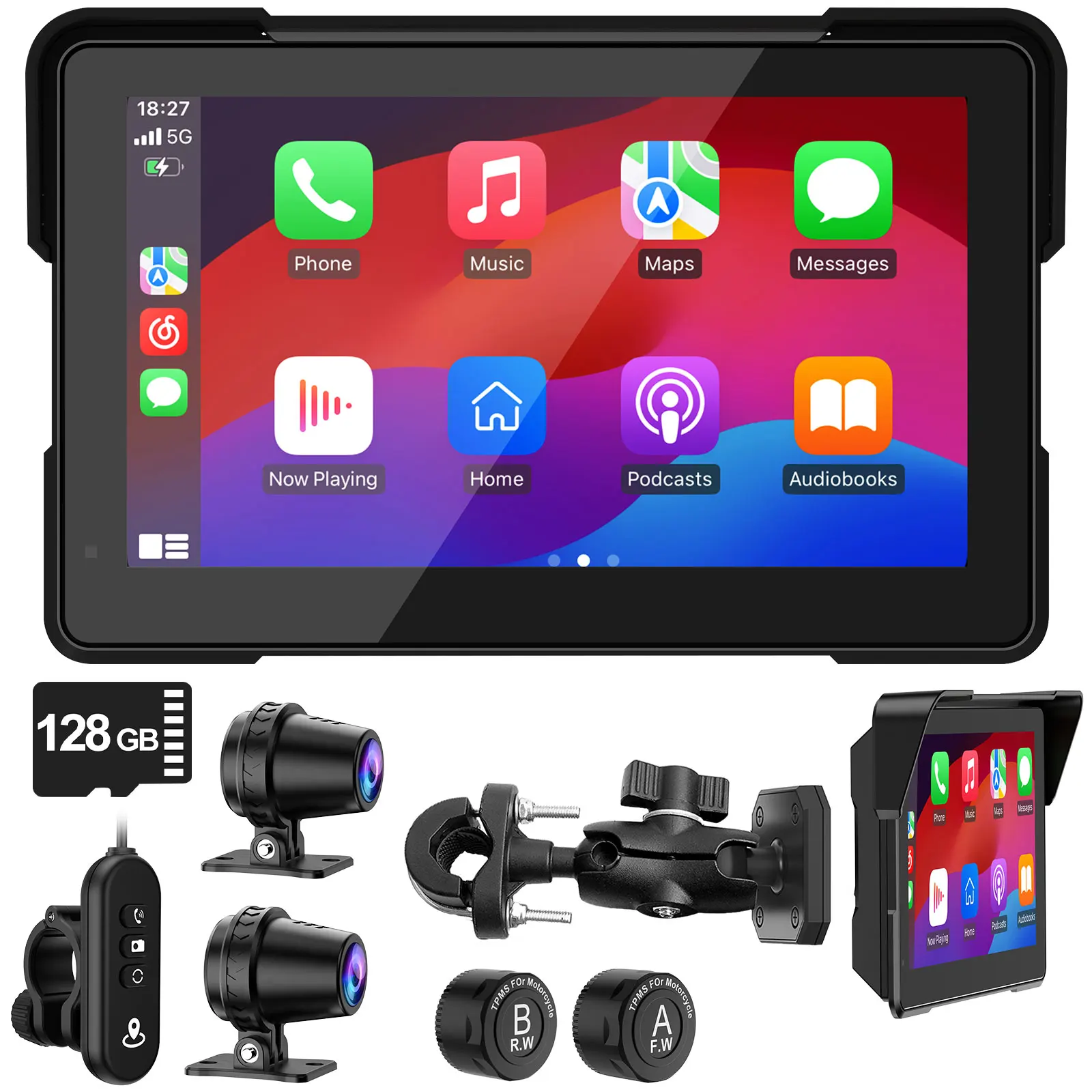 

7.0 Inch Motorcycle Navigation Recorder Display Tire Pressure Wireless CarPlay GPS Para Moto Android auto IPX7 Accesorios moto