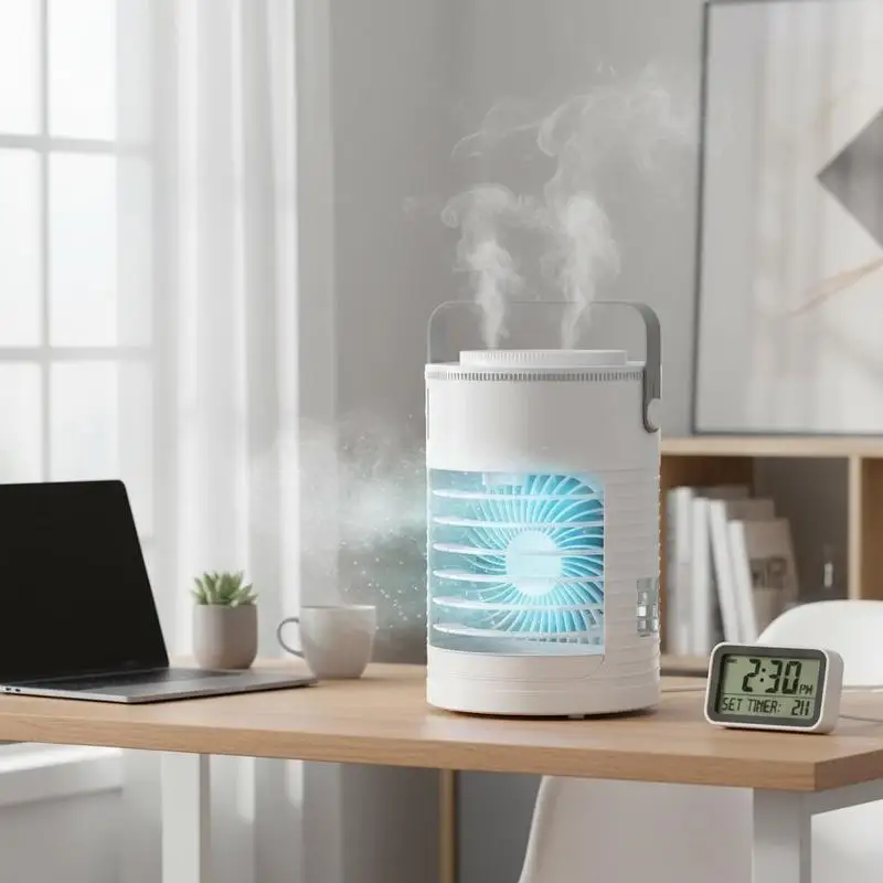 

Free Shipping-Portable Air Conditioner, 4-in-1 Evaporative Air Cooler, 3-Speed Mini Air Conditioner with Smart Timer, 600ml Wate