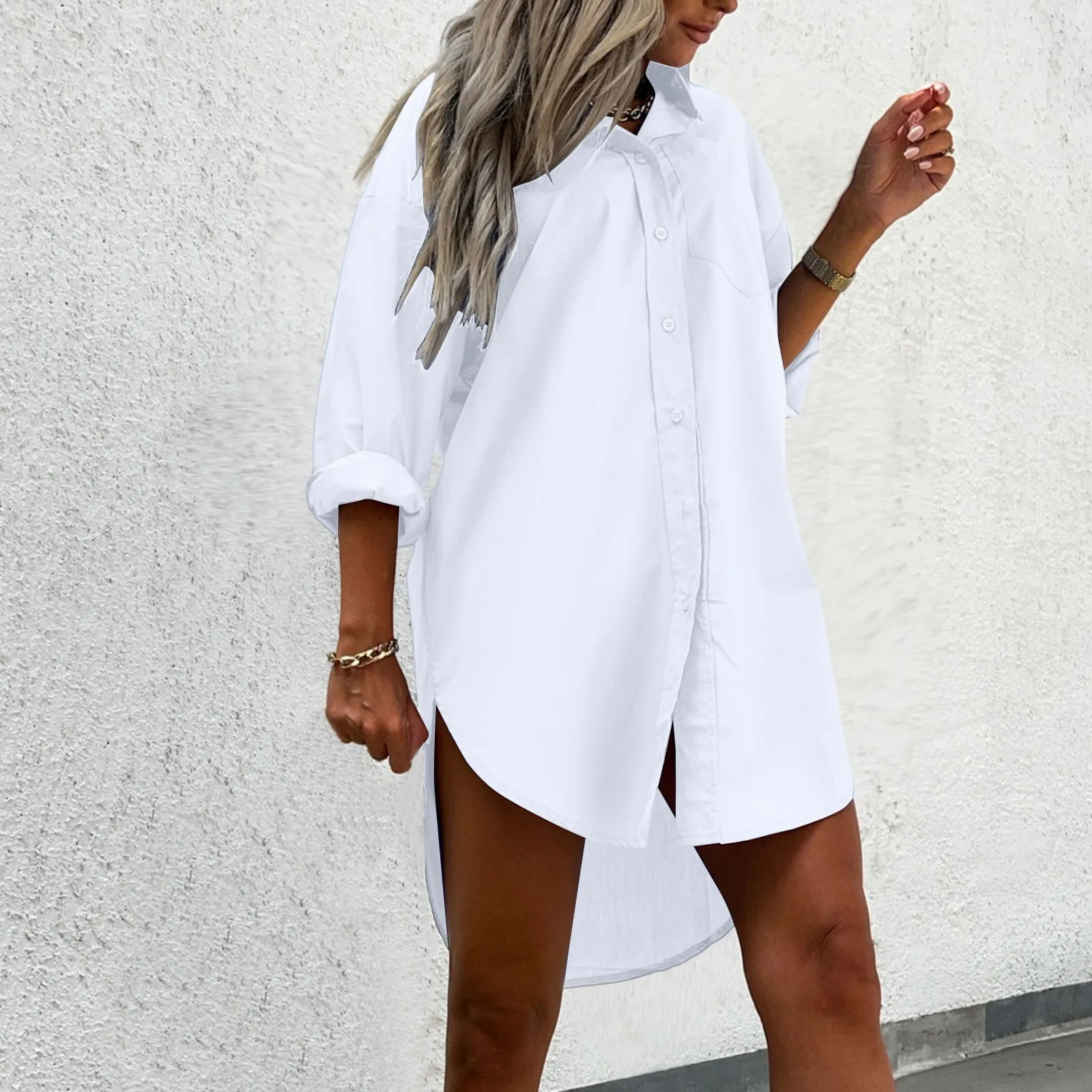 

Women 3/4 Sleeve Short Tracksuit Two Piece Suit Oversized Loose Shirt Elastic Waist Drawstring Shorts Summer Lady Sets 2024 New