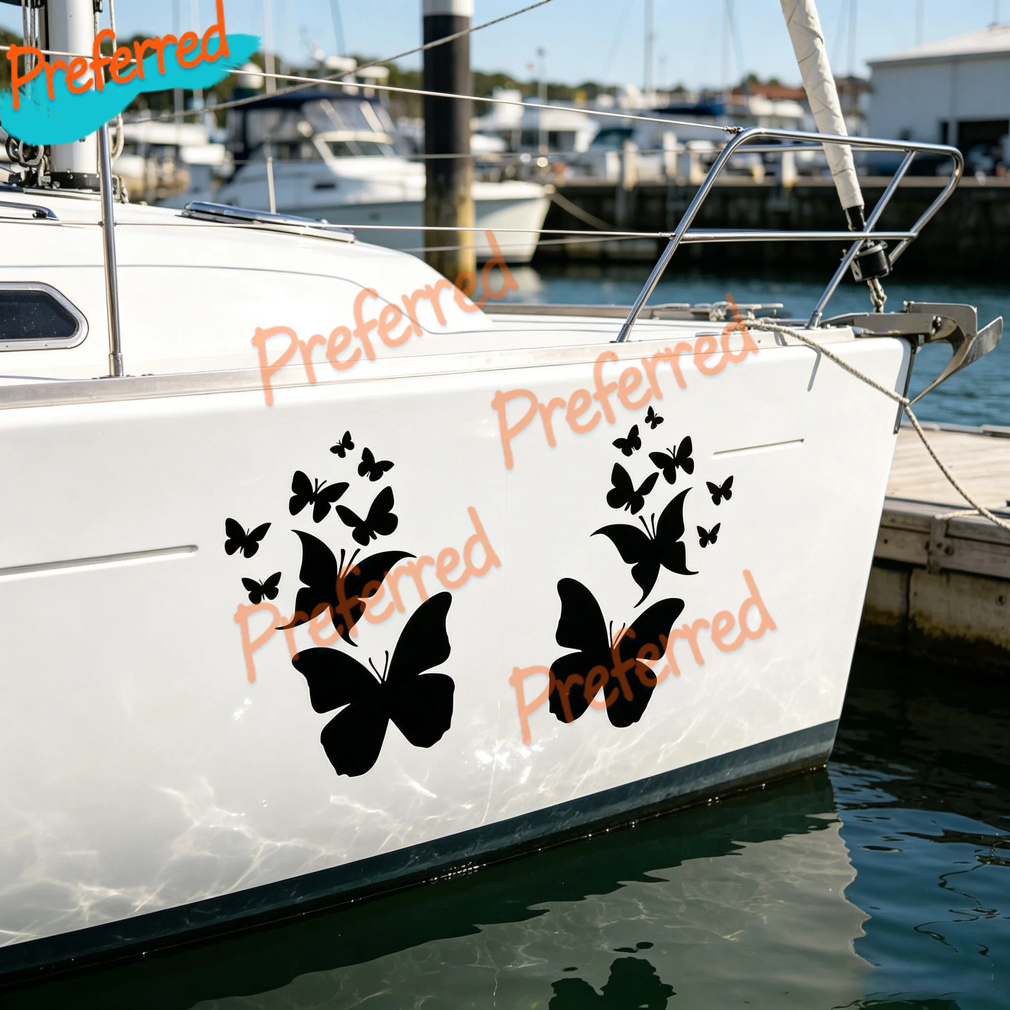 2x Butterfly Family Decal - Two 7 White Vinyl Decal Car Truck RV SUV Windows - Customizable in Any Sticker Size