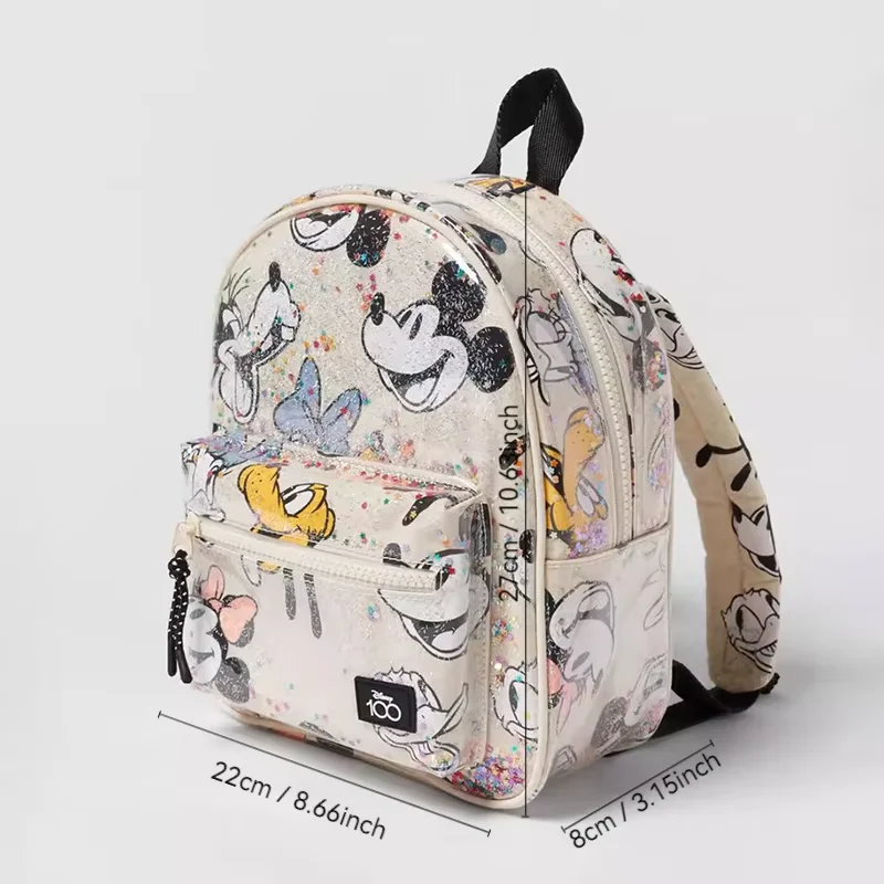 2025 MINISO Disney Backpack Girls Backpack Mickey Mouse Print Girls Travel Storage Fashion Cartoon Baby Mini Backpack