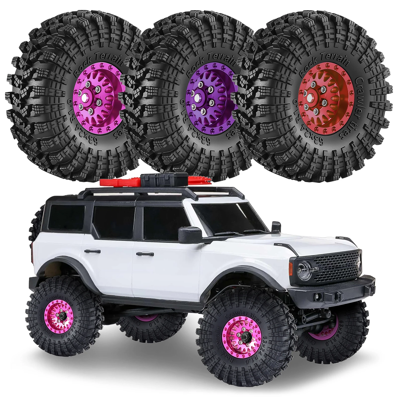 1/18 1/24 RC Crawler Car 1.0'' Metal Beadlock Wheel Mud Terrain Tire for Axial SCX24 AX24 FMS FCX24 TRX4M Ascent-18