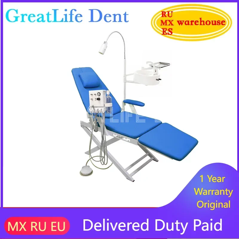 

GreatLife Dent Cheap Dental Unit Dental Chair Complete Set Dental Folding Chair Sale with Led Lamp and Portable Turbine Unit