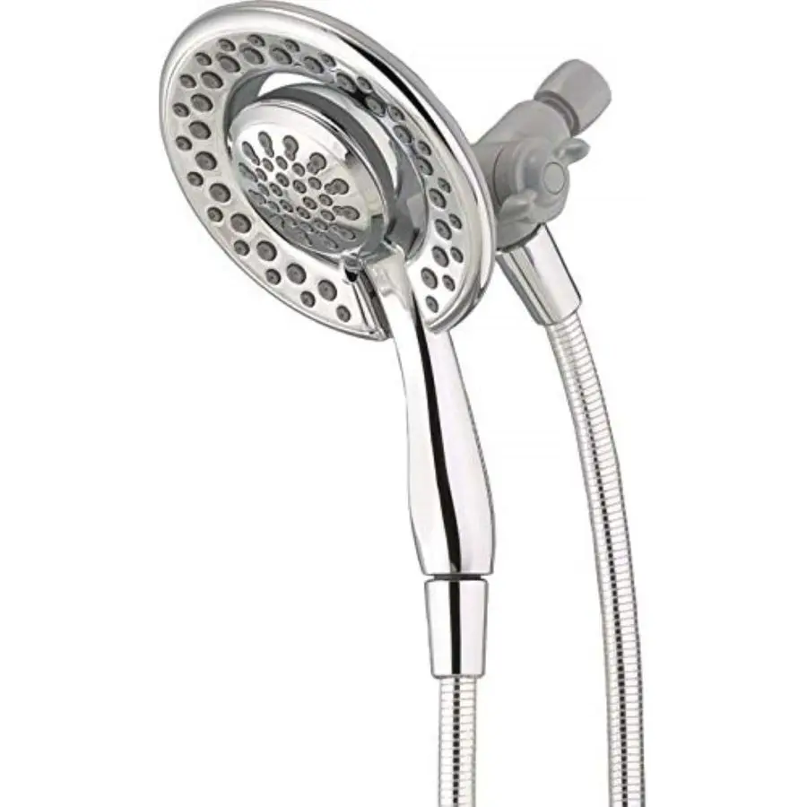 4Setting In2ition 2in1 Dual Shower Head with HandHeld Spray, Chrome Detachable Shower Head with Hose, Showerhead, 1.75 GPM Flow