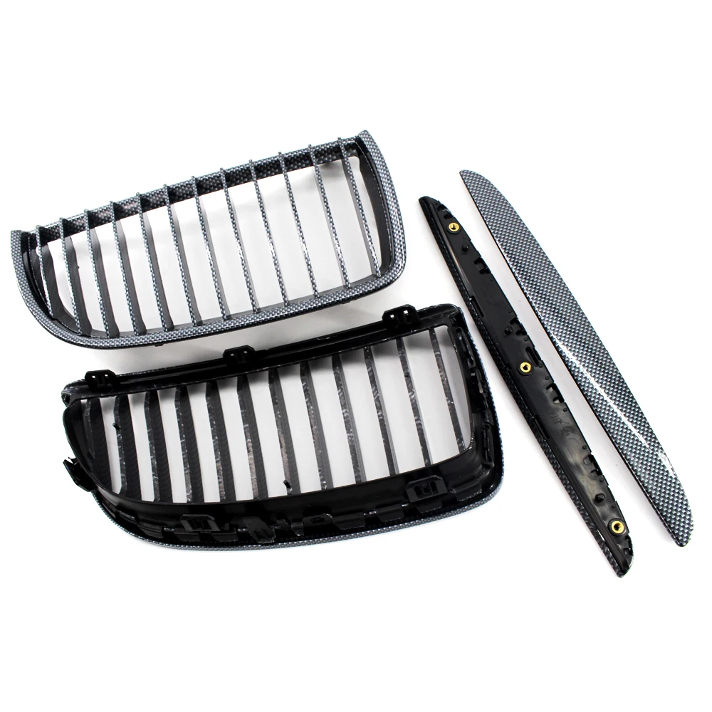 

4Pcs Front Bumper Grille Carbon Fiber Kidney Grilles Replacement For BMW 3-Series E90 2005-2008 Car Accessories