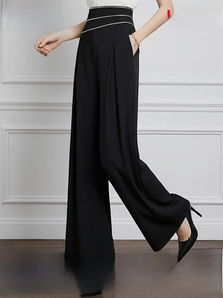 

High Waist Suit Wide Leg Pants Women's Fashionable Elegant Professional Loose Career Trousers Summer Design Casual Style