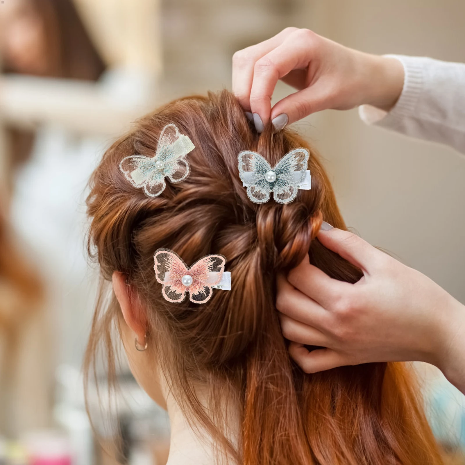 

15 Pcs Fabric Butterfly Hair Clip Clips Cute for Women Decorations Mesh Small