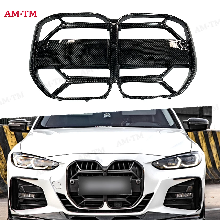 

For BMW G22 G23 G26 425i 430i M440i 2021+ Dry Carbon Fiber Car Front Bumper Grill Grille Auto Racing Grid Body kit